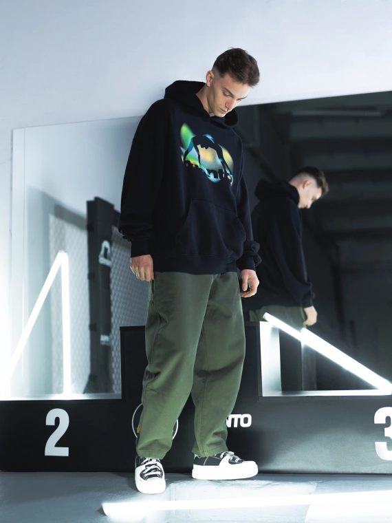 MANTO hoodie REFLECTION OVERSIZE black