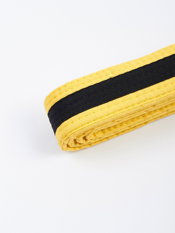 MANTO kids belt BJJ TAG yellow with black stripe