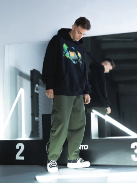 MANTO hoodie REFLECTION OVERSIZE black