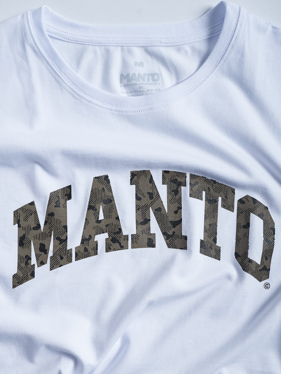 MANTO t-shirt VARSITY CAMO  OVERSIZE white