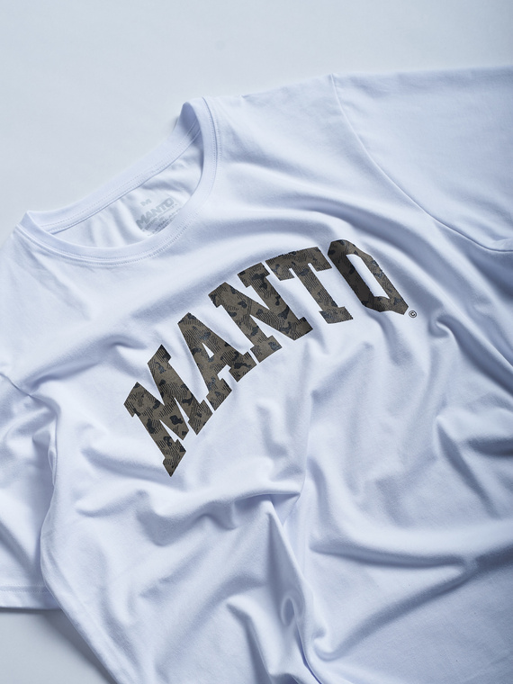 MANTO t-shirt VARSITY CAMO  OVERSIZE white