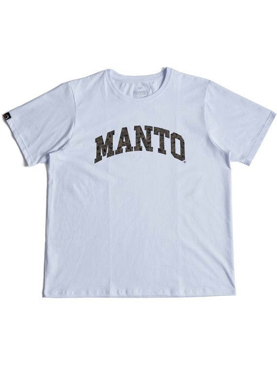 MANTO t-shirt VARSITY CAMO  OVERSIZE white